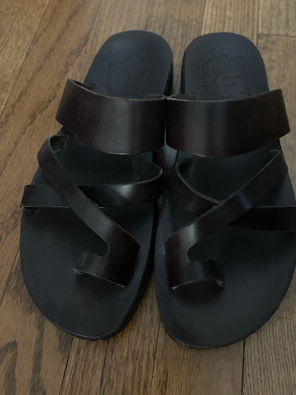 Women's Strappy Leather slide Jerusalem Sandals - Brown